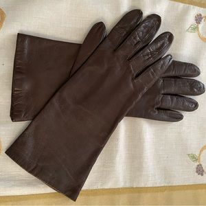 Brown leather gloves